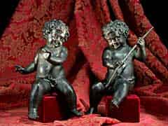 Detailabbildung: Paar Puttenfiguren in Bronze des 17. Jhdts.