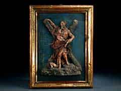 Detail images: Wachs-Relieffigur des Heiligen Andreas