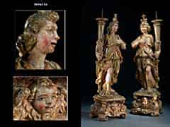Detailabbildung: Paar italienische Leuchterengel des 17. Jahrhunderts