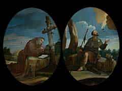Detail images: Paar Hinterglasbilder des 18. Jahrhunderts