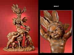 Detailabbildung: Geschnitzte Bacchanten-Figurengruppe