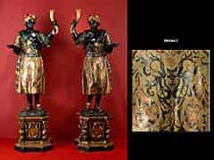 Detail images: Paar venezianische, große Mohrenfiguren als Leuchterträger