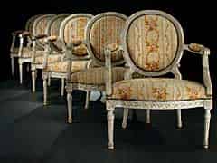 Detail images: Eleganter Satz von sechs gefassten Louis XVI-Sesseln