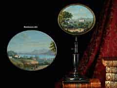 Detail images: Biedermeier Lichtschirm mit italienischen Landschaftsgemälden