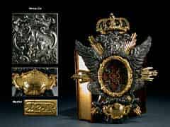 Detailabbildung: Silberne, teilvergoldete Reliquien-Monstranz in Form eines Doppeladlers mit Krone