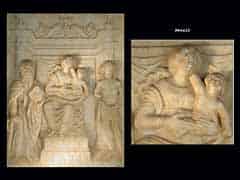 Detail images: Italienische Reliefplatte der Frührenaissance mit Mariendarstellungen und Heiligen
