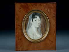 Detail images: Ovales Miniaturportrait einer Dame