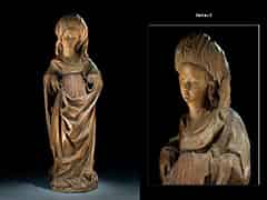 Detailabbildung: Spätgotische Schnitzfigur einer weiblichen Heiligen