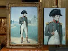 Detailabbildung: Miniaturgemälde: Napoleon stehend in einem Schloßpark vor Schloßfassade