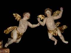 Detail images: Paar geschnitzte schwebende Engel