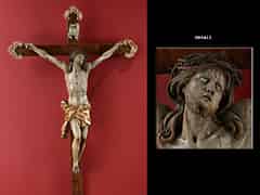 Detailabbildung: Italienisches Holzkreuz mit Corpus Christi