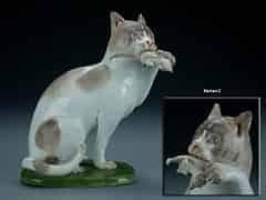 Detailabbildung: Meissner Porzellanfigur einer Katze
