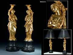 Detailabbildung: Paar qualitätvolle feuervergoldete, Bronze-Kerzenleuchter
