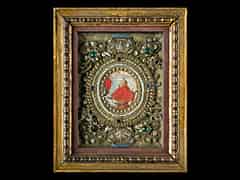 Detailabbildung: Klosterarbeit in vergoldetem Louis XVI-Rahmen