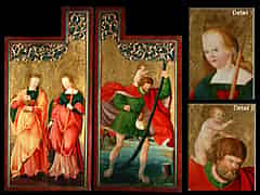 Detail images: Zwei Flügel eines Altarschreins, Oberrheinischer-schwäbischer Meister um 1500.
