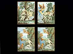 Detail images: Vier Majolika-Platten aus Castelli