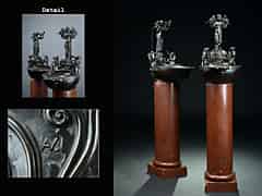 Detailabbildung: Seltene Bronzeleuchter in Form von großen Öllampen von August Vogel 1859 - 1932 Berlin