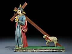Detailabbildung: Jesusknabe mit Lamm, Kreuz und Weltenkugel mit Kreuz