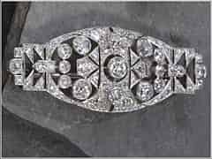 Detailabbildung: Art Déco-Brosche mit Altschliffdiamanten und Diamanten im Achtkantschliff, zus. ca. 3,60