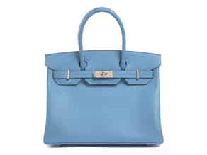 Detail images:  Hermès Birkin Bag 30 cm „Bleu Paradis“