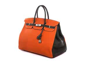 Detailabbildung:   Hermès Birkin Bag 40 cm Special Order Horseshoe „Orange Potiron & Vert Olive“
