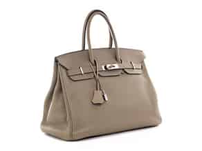Detail images:  † Hermès Birkin Bag 35 cm „Gris Tourterelle“