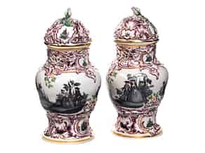 Detail images:   Paar Fürstenberger Potpourri-Vasen