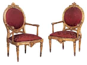 Detailabbildung:   Paar imposante Louis XVI-Fauteuils