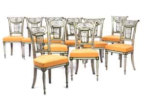 Detail images:   Satz von zehn Directoire-Stühlen