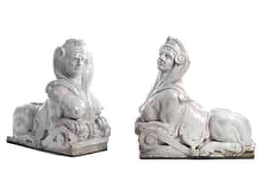 Detail images:  Paar Sphinxen-Figuren