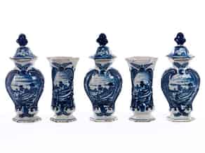 Detailabbildung:  Kompletter Satz von fünf Delfter Vasen