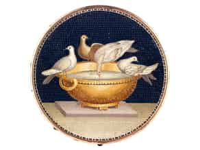 Detail images:  Mikromosaik „Die Tauben des Plinius“ von Giacomo Raffaelli, 1753 - 1836