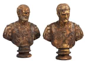 Detail images:  Paar Bronzebüsten römischer Imperatoren