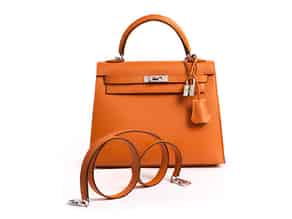 Detailabbildung:  Hermès Kelly Bag 25 cm „Orange“