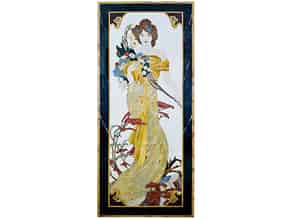 Detail images:  Dekoratives Wandpaneel mit Allegorie des Frühlings nach Alfons Mucha