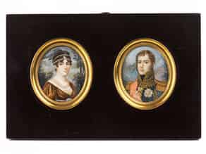 Detail images:  Paar Miniaturen Marschall Lannes und Louise-Antoinette Guéheneuc