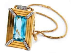 Detail images:  Aquamarin-Diamantanhänger mit Kette