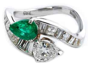 Detailabbildung:  Smaragd-Diamantring