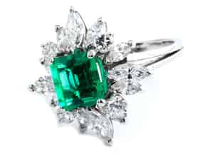 Detailabbildung:  Smaragd-Diamantring