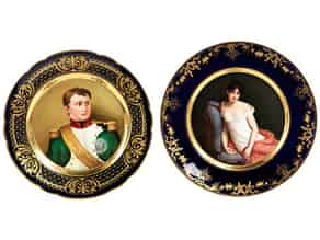 Detail images:  Paar Porzellanteller mit napoleonischen Motiven