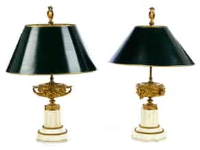 Detailabbildung:   Paar Lampen mit Napoleon II-Vasen