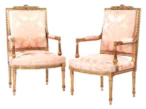 Detail images:   Paar Fauteuils im Louis XVI-Stil