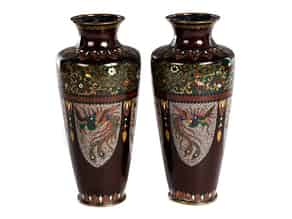Detailabbildung:  Paar Cloisonné-Vasen