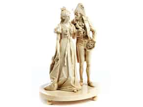 Detail images:  Elfenbein-Figurengruppe mit galanter Szene