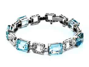 Detailabbildung:  Aquamarin-Diamantarmband