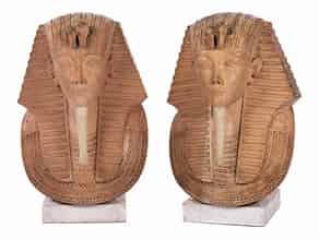 Detail images:  Paar Kolossalbüsten von Pharaonen