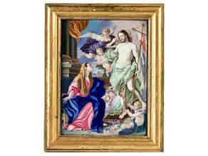 Detail images:   Emailgemälde mit Darstellung Mariens bei der Auferstehung Christi