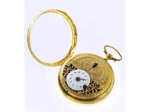 Detailabbildung:   Goldene Taschenuhr, bezeichnet „Breguet“
