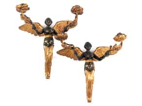 Detail images:   Paar Wandkerzenleuchter in Bronze und Vergoldung