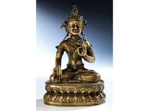 Detailabbildung:  Feine feuervergoldete Bronze der Sita Tara (weiße Tara)
